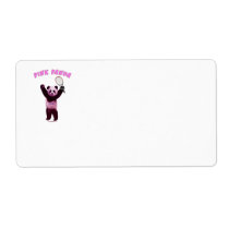 Pink Panda Bear Tennis Personalized Shipping Label