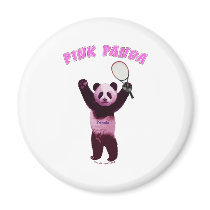 Pink Panda Bear Tennis Refrigerator Magnets
