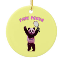Pink Panda Bear Tennis Christmas Ornament