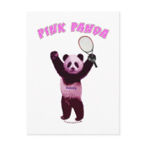 Pink Panda Bear Tennis Postcard