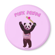Pink Panda Cricket Refrigerator Magnets