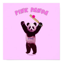 Pink Panda Cricket Poster