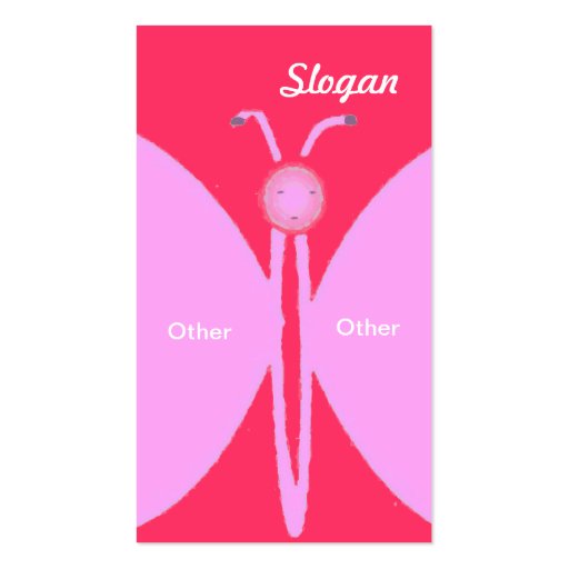 pink papillon business card template (back side)