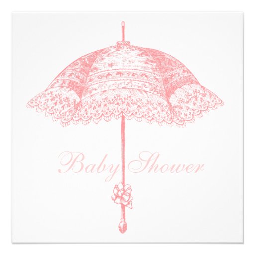 Pink Parasol Umbrella Baby Girl Shower Invite
