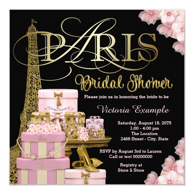Pink Paris Bridal Shower Card