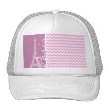 Pink Paris Chevron Mesh Hat