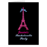 Pink Paris Eiffel Tower Bachelorette Party invite cards