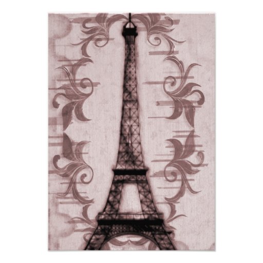 Pink Paris Grunge Bridal Shower Invitation