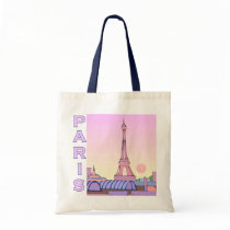 Pink Paris Illustration Tote Bag by ScarebabyTotes Pink Paris Illustration Tote Bag