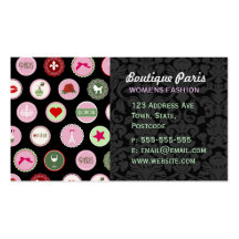 Pink Paris love girly pattern Business Card Template