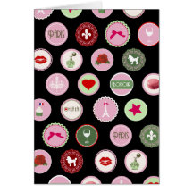 Pink Paris love girly pattern Card