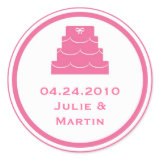 Pink party cake wedding favor tag seal label stickers