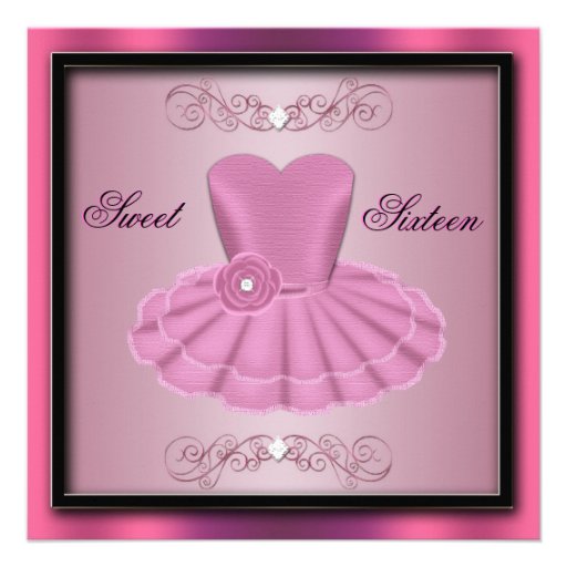 Pink Party Dress Birthday Invite (front side)