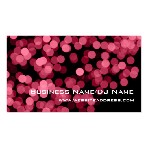 Pink Party Lights (Music or DJ) Business Cards (front side)