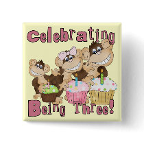 Pink Party Monkey 3rd Birthday Tshirts and Gifts