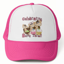 Pink Party Monkey 3rd Birthday Tshirts and Gifts Trucker Hat