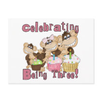 Pink Party Monkey 3rd Birthday Tshirts and Gifts Postcard