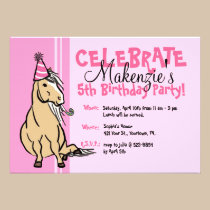 Pink Party Pony Girls Birthday invitations