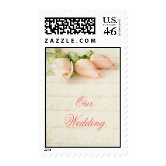 Pink Pastel Roses Our Wedding Postage