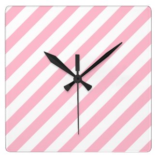 Pink pastel stripes on white clock
