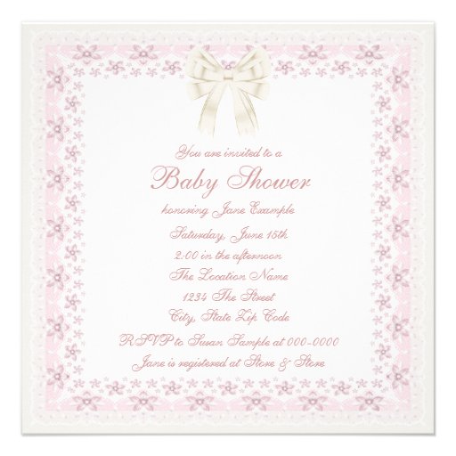 Pink Pastel Vintage Baby Girl Shower Personalized Invitations