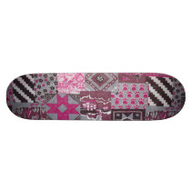 Pink Patchwork Skateboard Deck