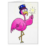 Pink Patriotic Flamingo Hat Sparkler Card