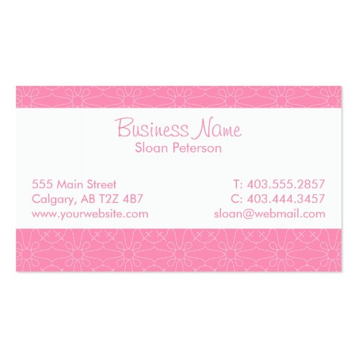 Pink Pattern Business Card (back side)