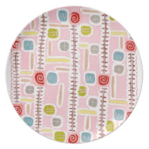 pink pattern party plates