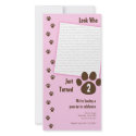 Pink Paw Print Birthday Invitation photo cards