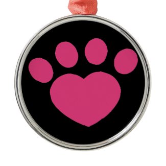 Pink Paw Print Ornament