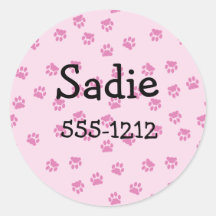 Pink Paw Print Stickers  (#LABL 019)