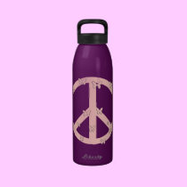 Pink Peace and Butterflies Water Bottle water bottles