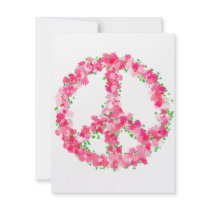 Pink Peace Flowers Personalized Invite