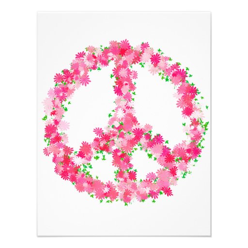 Pink Peace Flowers Personalized Invite