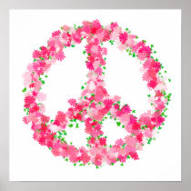 Pink Peace Flowers Print