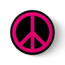 Pink Peace Sign Button by silhouette_emporium Pink Peace Sign Button