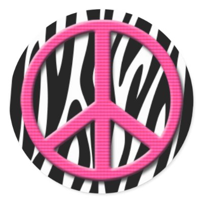 Peace Stickers on Peace Sign Zebra