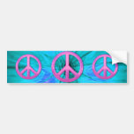 Pink Peace Sign Over Blue Abstract Explosion Bumper Sticker
