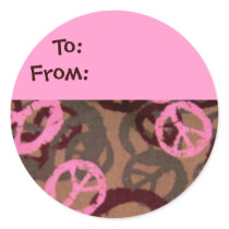 Pink Peace Signs Gift Tag-Sticker stickers