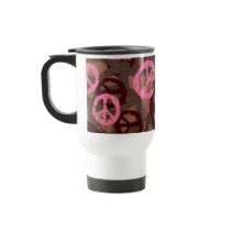 Pink Peace Signs Travel Mug mugs