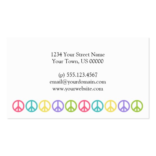 Pink Peace Symbol Business Card (back side)
