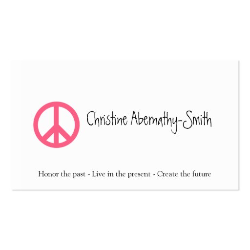 Pink Peace Symbol Business Card (front side)