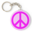 Pink Peace Symbol Keychain by designs4you Pink Peace Symbol Keychain