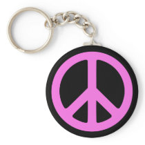 Pink Peace Symbol Keychain by designs4you Pink Peace Symbol Keychain