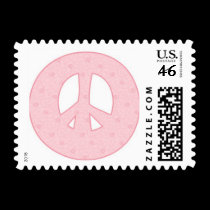 Pink Peace Symbol Postage Stamps stamps