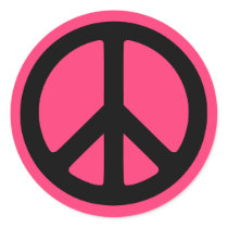 Pink Peace Symbol Stickers