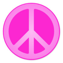 Pink Peace Symbol Stickers
