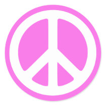 Pink Peace Symbol Stickers
