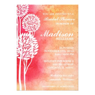 Pink Peach Ombre Trees Bridal Shower Invite
